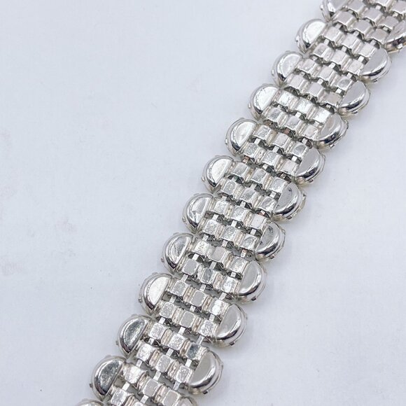 Vintage Kramer Of New York Rhinestone & Silver-Tone Bracelet - Picture 9 of 10